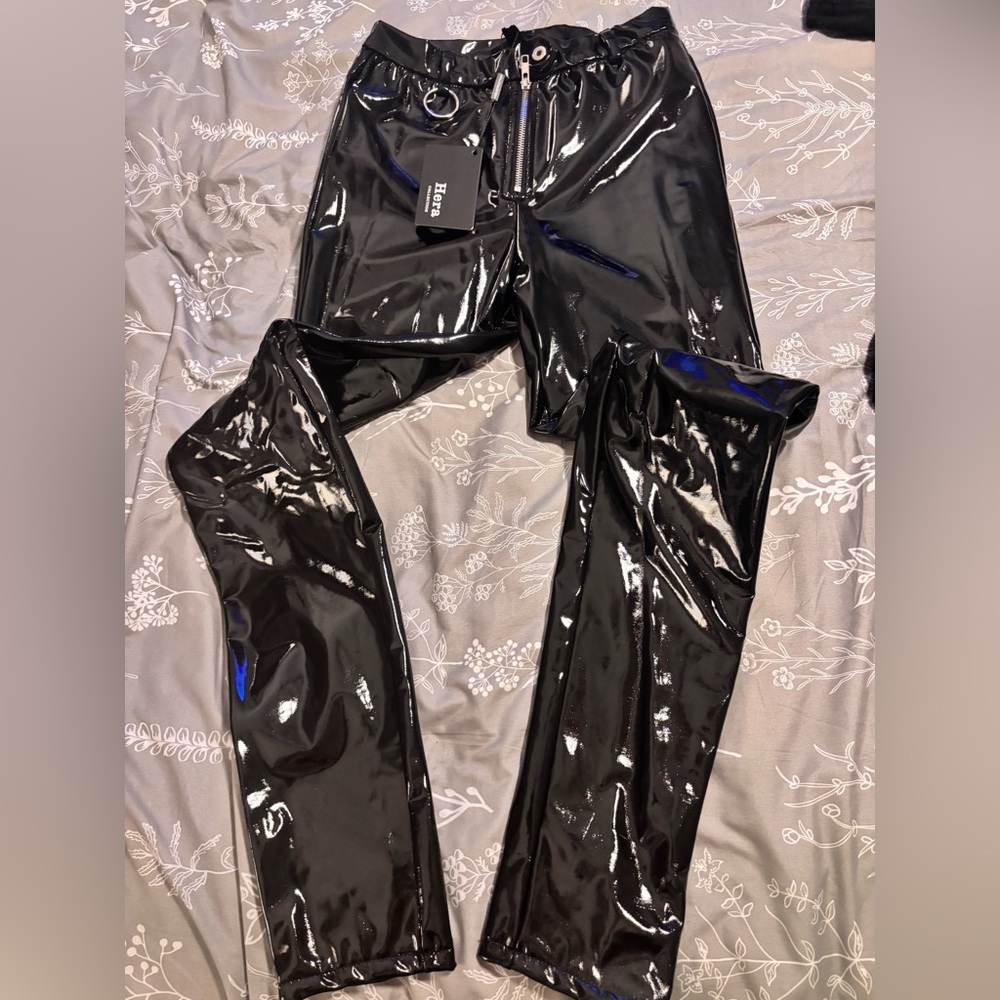 Hera collection black faux latex pants
